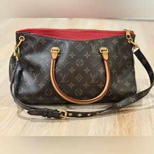 Women’s Vintage Louis Vuitton Monogram Pallas MM Shoulder Bag W/Red Accent.